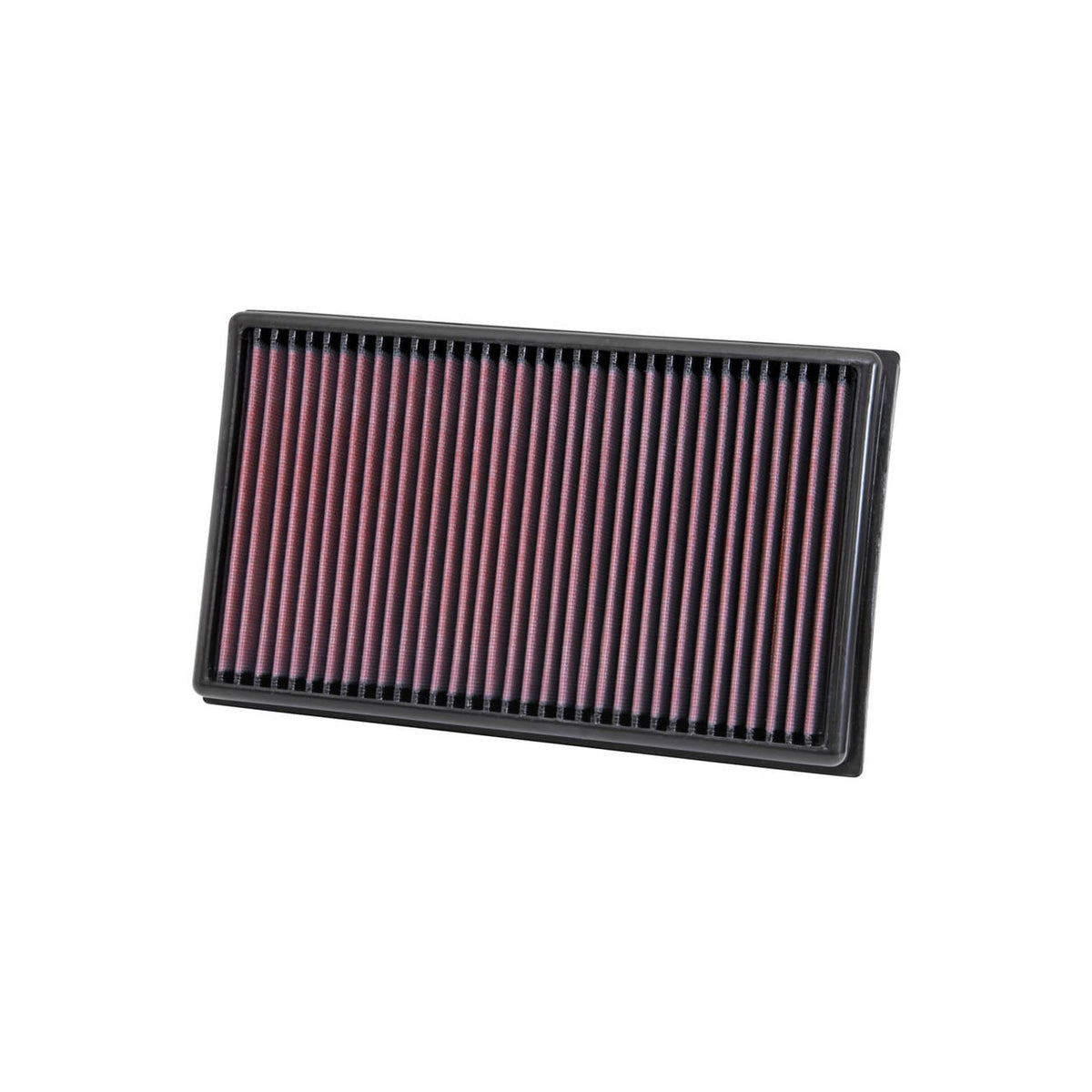 K&N panel air filter for VW Golf Mk8 GTI, TCR, and R models, showing the reusable filter element with branding and filter frame.