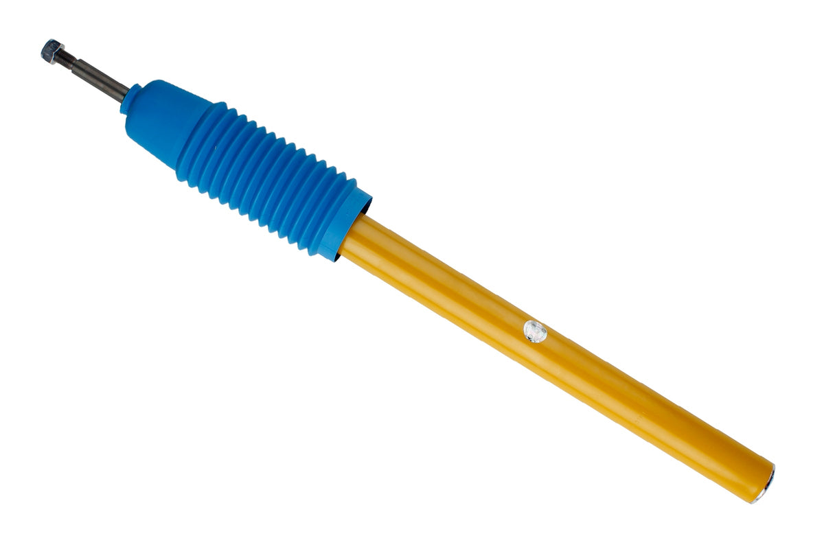 Bilstein B8 front shock absorber for BMW 02 E10 model, showing the durable coil spring and shock body in a close-up view.
