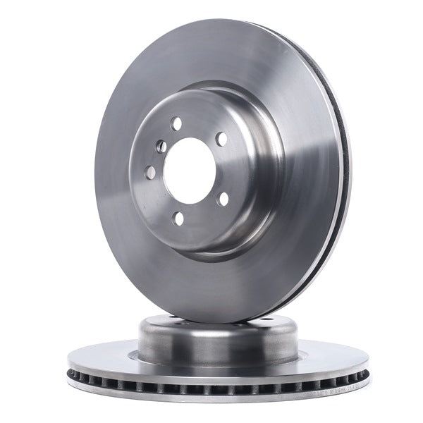 Genuine BMW F30 F32 ventilated front brake discs, 370mm diameter, with venting fins for improved braking performance.