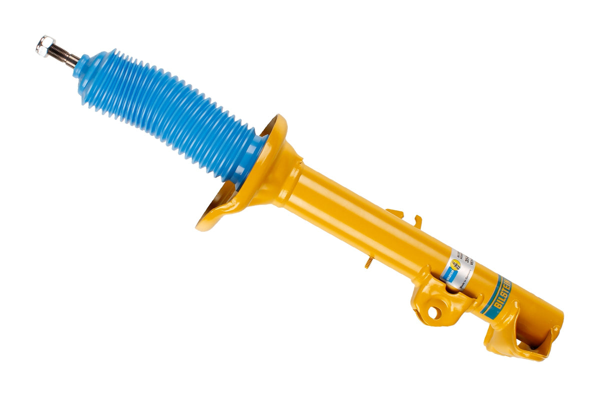 Bilstein B6 shock absorber for BMW Z3 E36, showcasing the durable suspension component with metal body and mounting points.