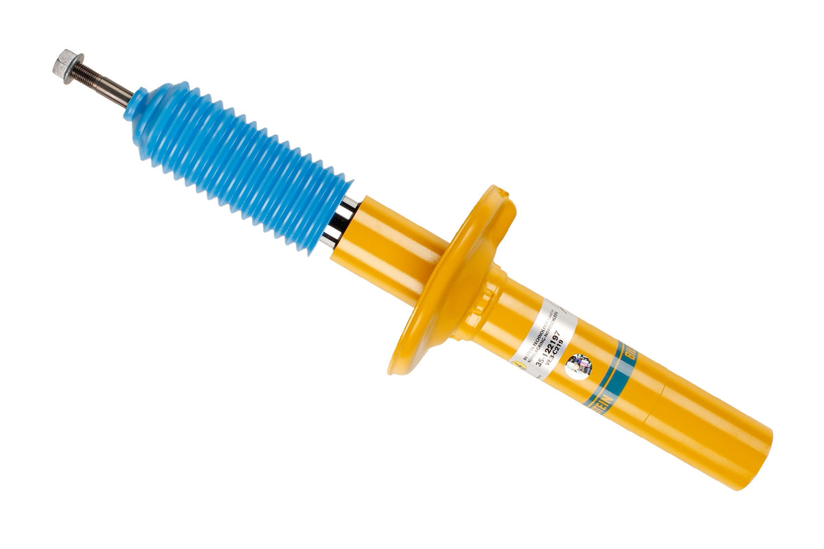 Bilstein B6 shock absorber for Porsche Boxster and Cayman (987) model, showing the black metal shock unit with mounting components.