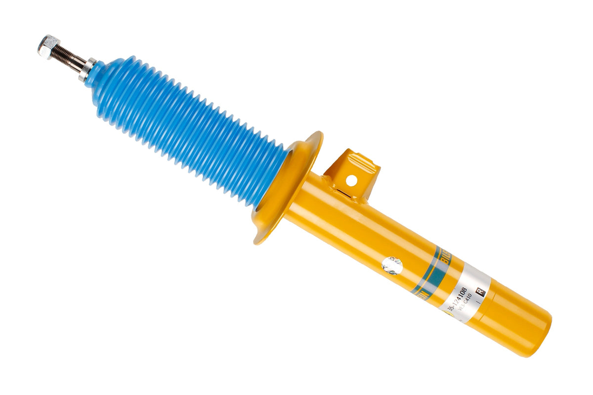 Bilstein B6 shock absorber for BMW Z4 E85, showing the silver coil spring and sturdy metal body of the suspension part.