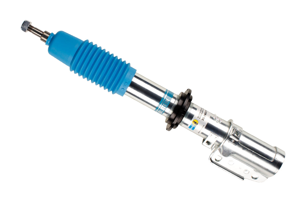 Bilstein B8 shock absorber for Porsche 993, front suspension part, black metal with mounting hardware, close-up view