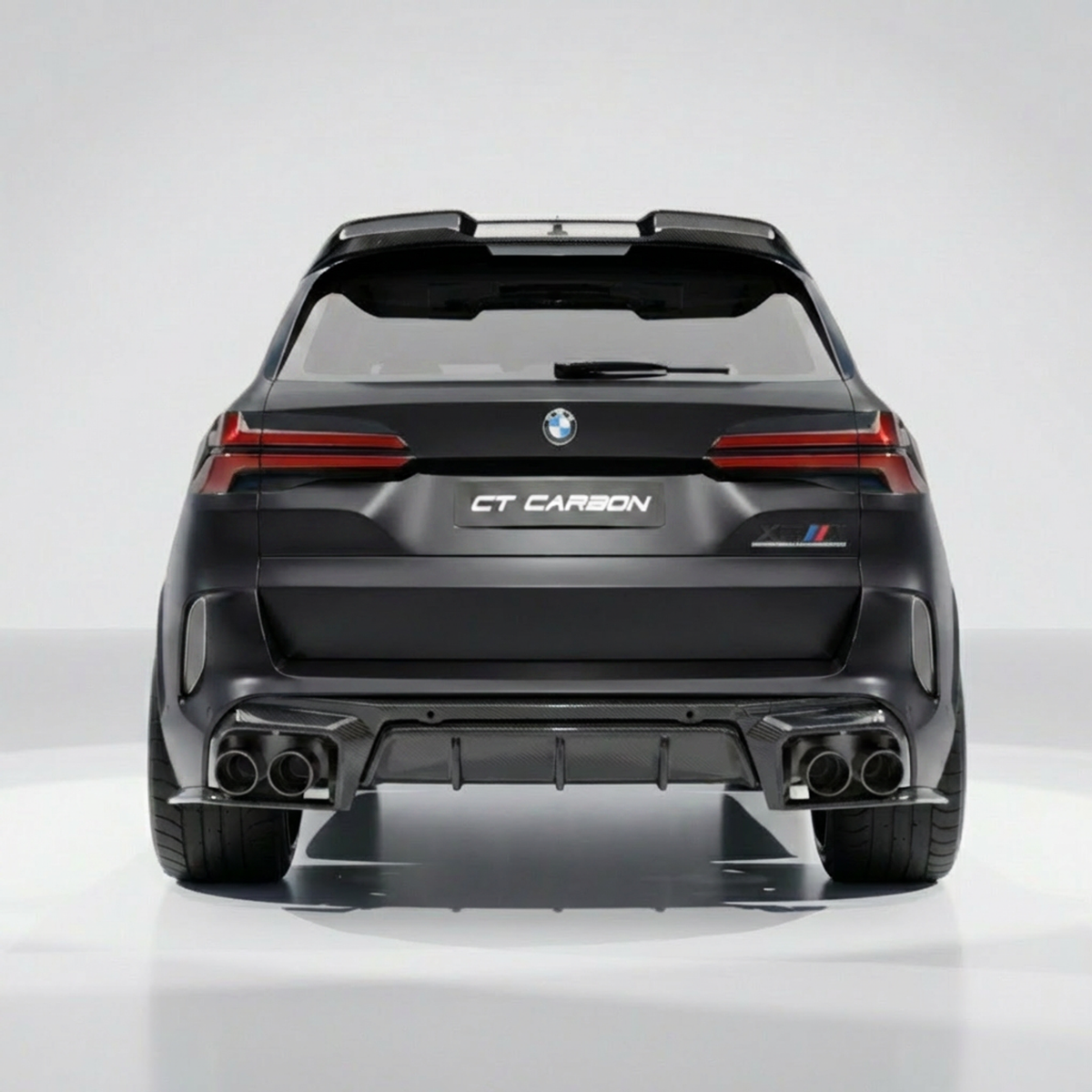 BMW F95 X5M 2023+ LCI carbon fiber full kit by CT Carbon, featuring detailed carbon fiber components for enhanced style and performance.