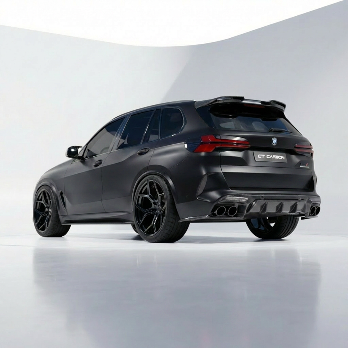 BMW F95 X5M 2023+ LCI carbon fiber full kit by CT Carbon, showing sleek carbon fiber components on the vehicle.