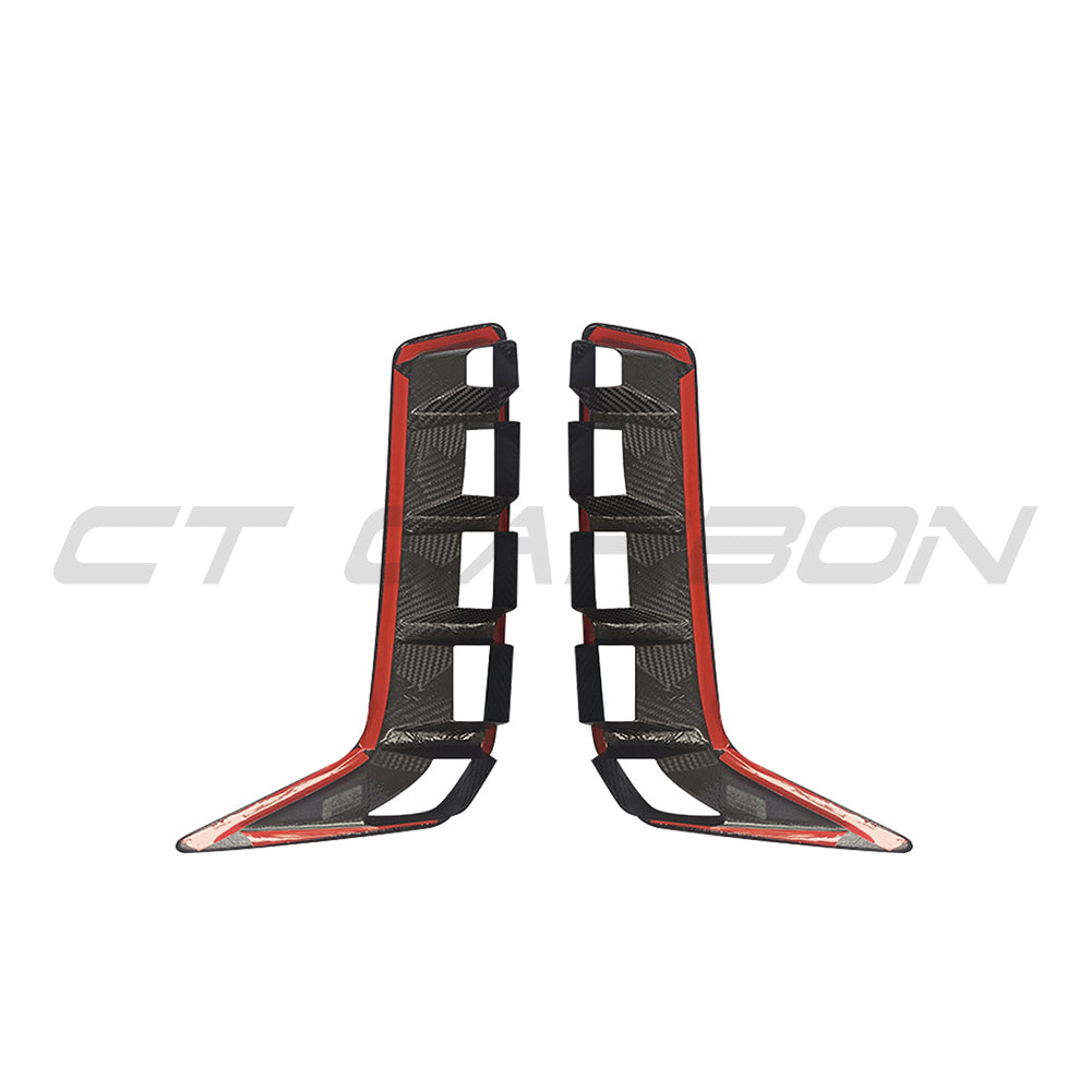 BMW G05 X5 LCI 2024 carbon fiber front vent add-on accessory by CT Carbon, showcasing sleek glossy finish.