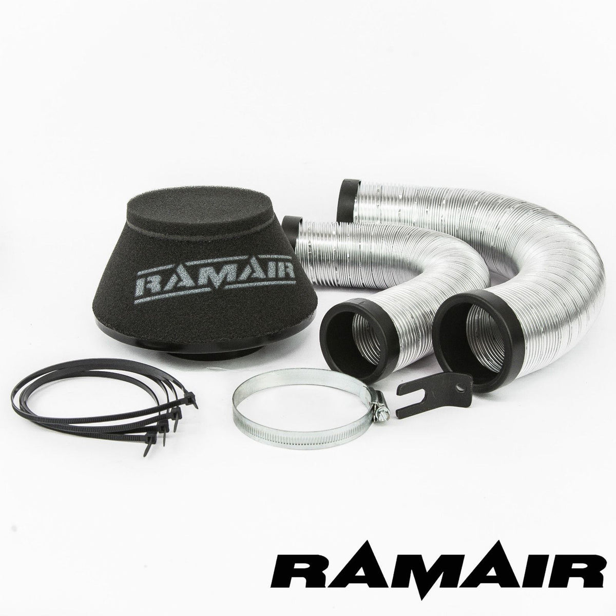 Ramair Mini Cooper 1.3 MPi induction kit with performance foam air filter, showing the sleek filter and intake components.