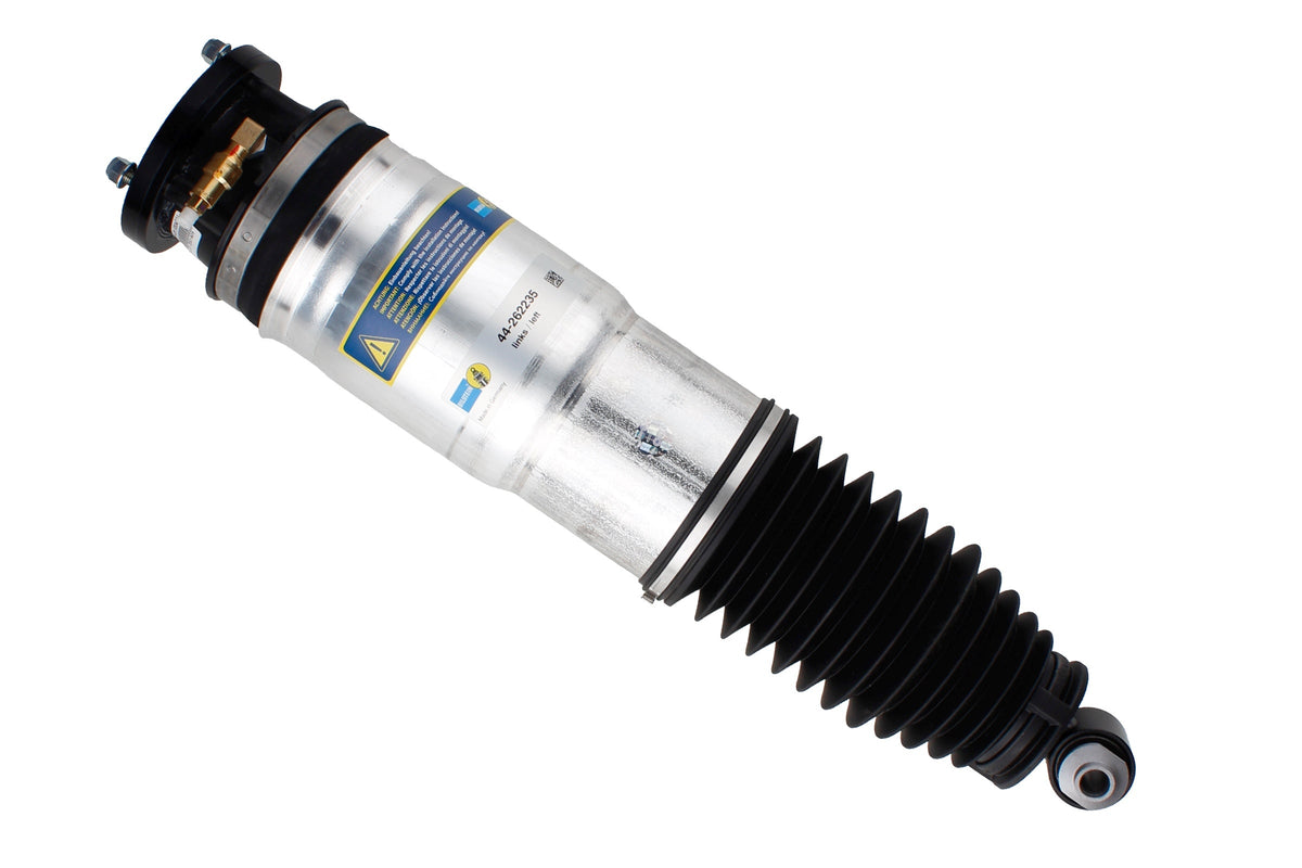 Bilstein B4 rear left air suspension shock absorber for BMW 7 Series E65 E66, with metal and rubber components visible.