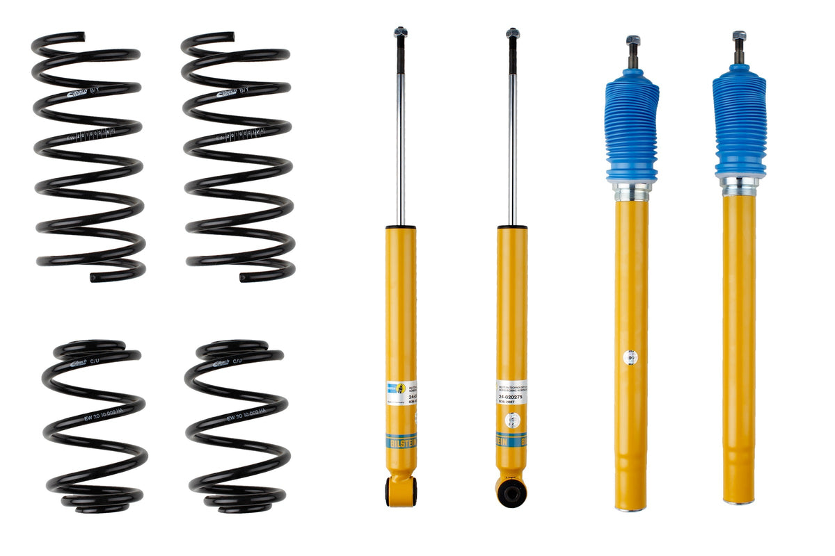 Bilstein B12 suspension kit installed on BMW 3 Cabriolet E30, showing shock absorbers and suspension components.