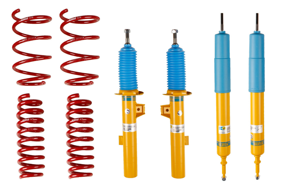 Bilstein B12 suspension kit for BMW 1 Series E81 E87, featuring shock absorbers and coil springs in the kit.