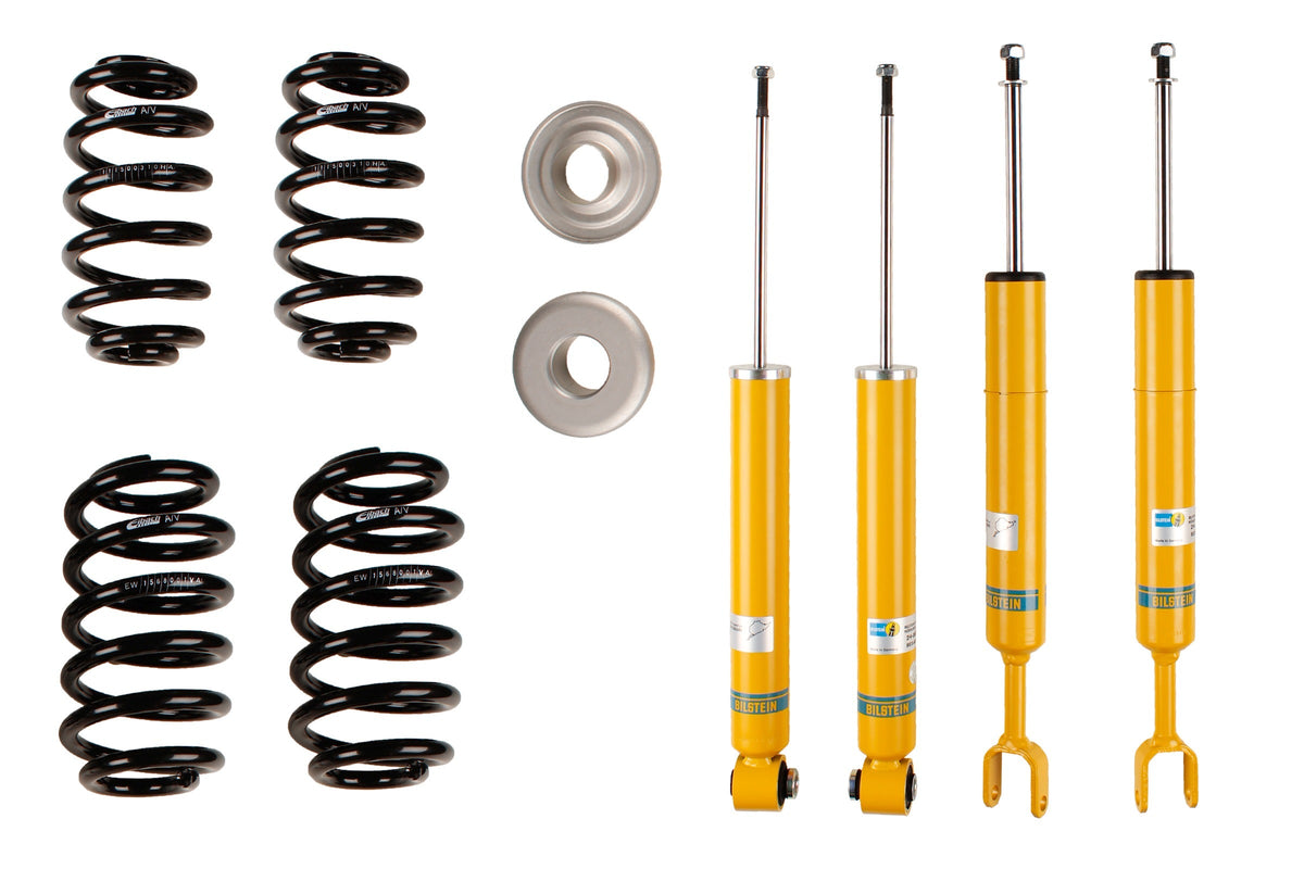 Bilstein B12 suspension kit for Audi A4 Avant (8E5 B6), showing shock absorbers and coil springs in the kit.