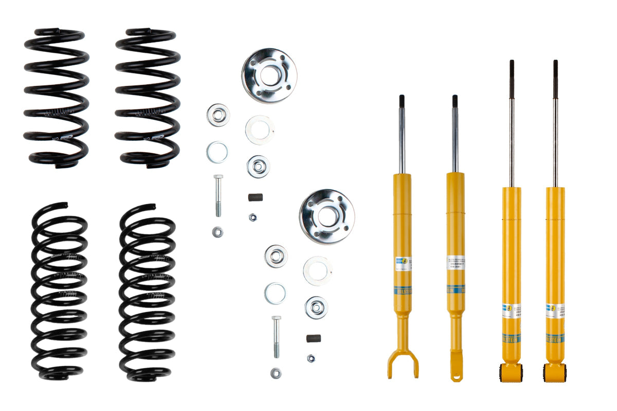 Bilstein B12 suspension kit for Audi A4 (8D2 B5), featuring coilovers and shock absorbers, displayed on a white background.