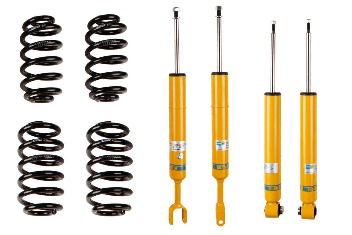 Bilstein B12 suspension kit for Audi A4 Avant (8E5 B6), showing shock absorbers and coil springs in the kit.