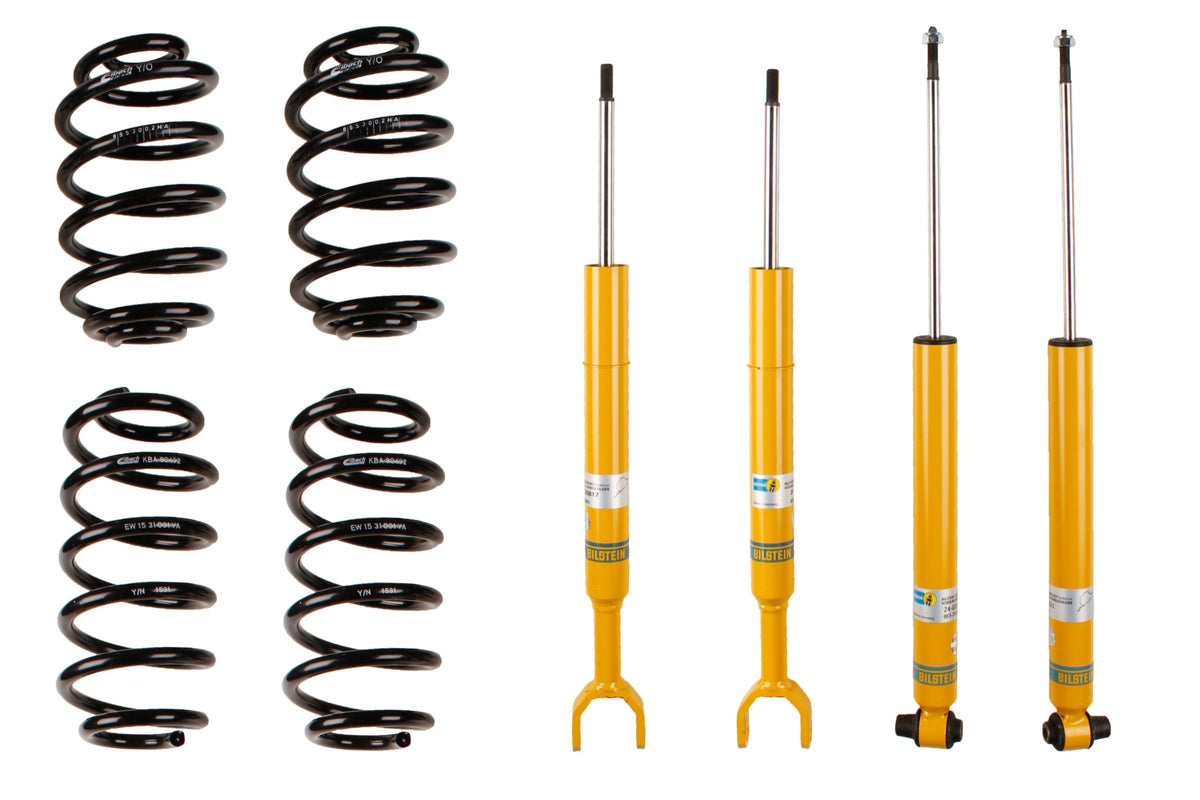 Bilstein B12 suspension kit for Volkswagen Passat (3B2), showing coilover components and shock absorbers in the kit.