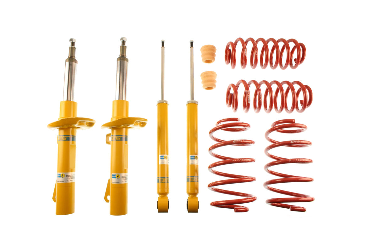 Bilstein B12 suspension kit for Volkswagen Golf V, showing shock absorbers and coil springs in the kit.