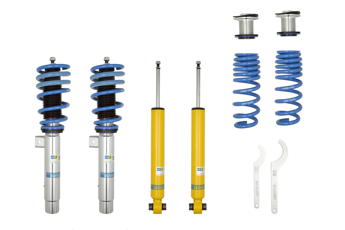 Bilstein B14 suspension coilover kit for BMW 1 Series F20-F36 2WD, featuring adjustable shock absorbers and coil springs.