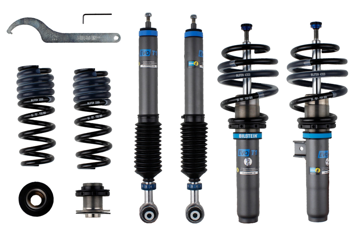 Bilstein ET1 coilover suspension kit for BMW 3 Series G20 4WD, showing assembled coilover components.