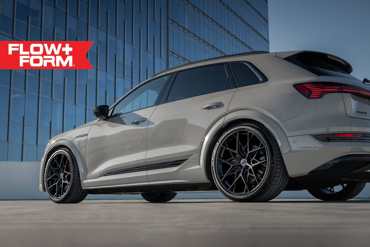 Set of four HRE Performance Wheels FF10 alloy wheels with sleek multi-spoke design on a vehicle.