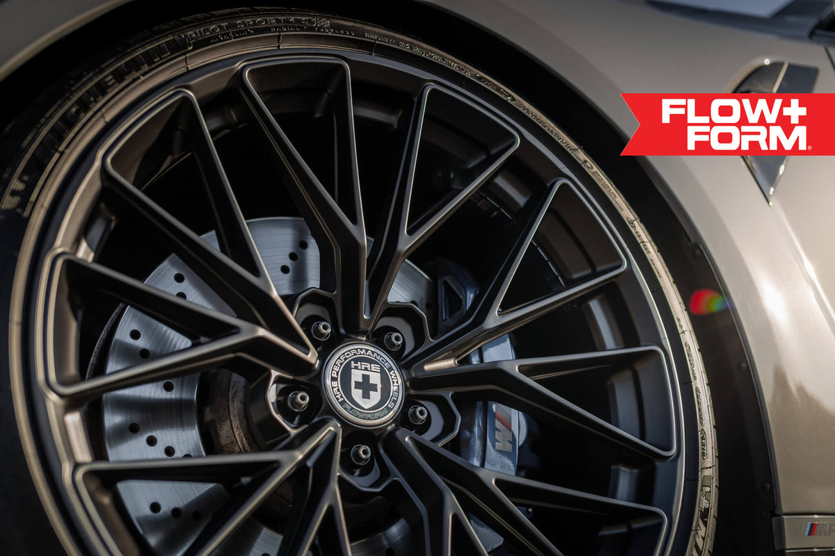 HRE PERFORMANCE WHEELS FF28 alloy wheel set with a sleek multi-spoke design, shown on a vehicle for a stylish, high-performance look