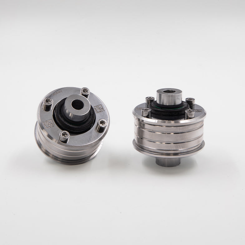 Suspension Secrets solid front control arm bushes for BMW F20 M135i and M140i, close-up of suspension linkage components.