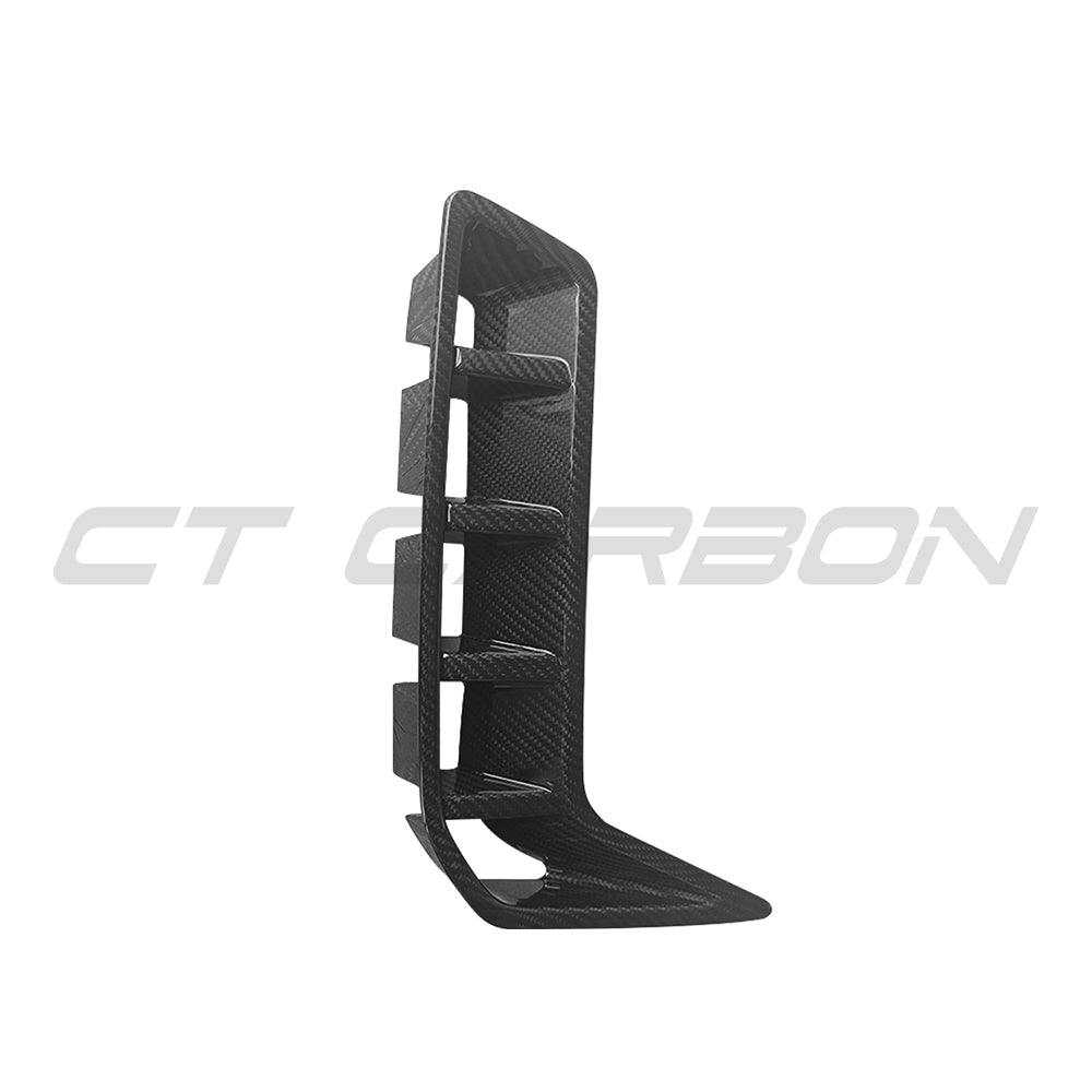 BMW G05 X5 LCI 2024 carbon fiber front vent add-on accessory by CT Carbon, showcasing the sleek, textured carbon fiber design.
