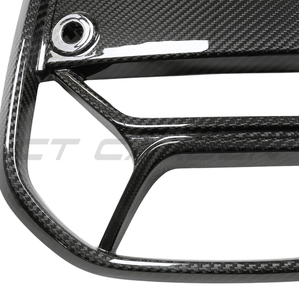 BMW 4 Series G22 G23 carbon fiber CSL grille with ACC from CT Carbon, showcasing sleek black textured finish and premium design.