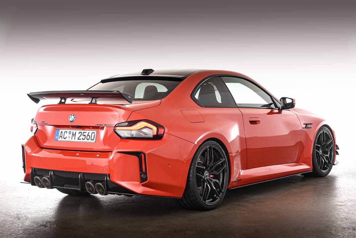 AC Schnitzer BMW M2 G87 rear diffuser, showcasing sleek aerodynamic design and high-quality carbon fiber finish.
