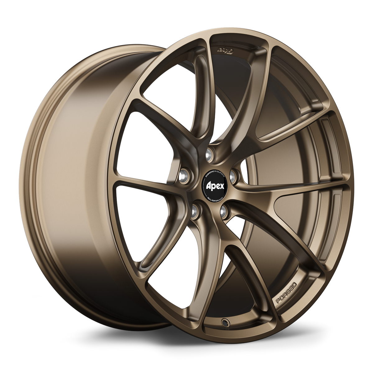 Apex VS-5RX forged alloy wheels with a multi-spoke design, shown in a close-up view highlighting their sleek finish and craftsmanship.