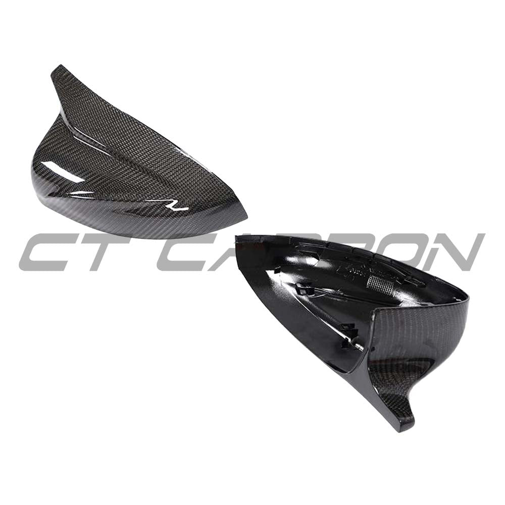 Carbon fiber mirror covers for Audi A3 S3 RS3 8V, side mirror accessories by CT Carbon, without lane assist feature.