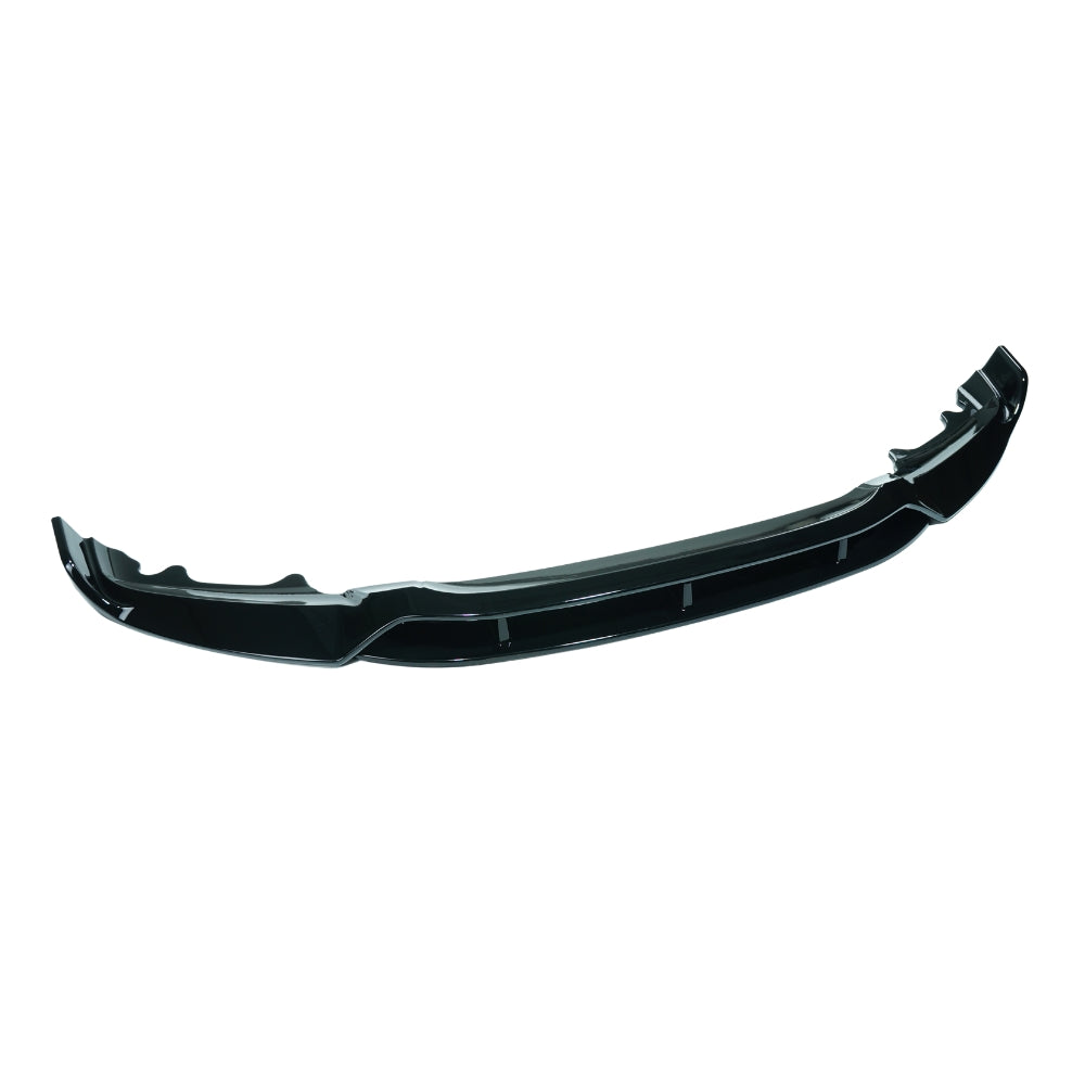 BMW X6 F16 2014-2018 CT Carbon gloss black splitter showing the aerodynamic front lip and detailed mounting edges.