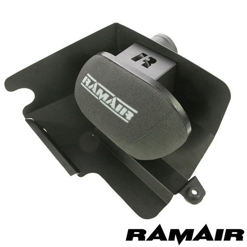 Ramair heat shield intake kit with turbo elbow and black intake hose for VW Golf GTI, Audi S3, Seat Leon, and Skoda Octavia RS.