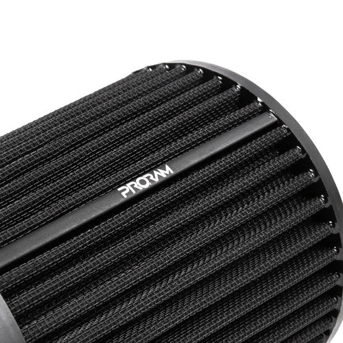 Ramair PRORAM performance induction kit installed in a Volkswagen MK8 2.0 GTi / R engine bay, featuring air filters and piping.