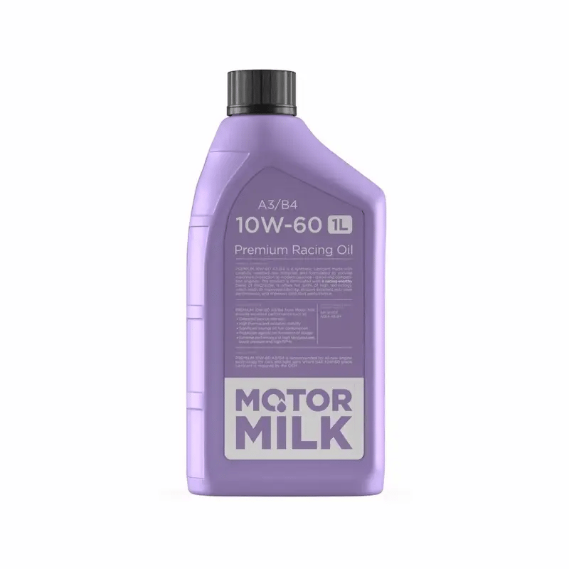 Motor Milk 10W60 engine oil container, high-quality automotive motor oil for engine lubrication and performance.