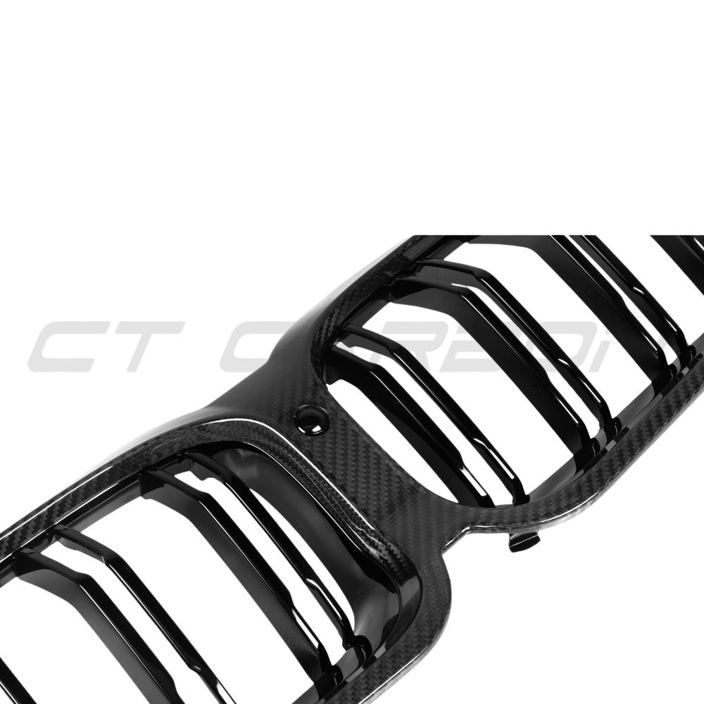 BMW 8 Series G14/G15/G16 LCI 2023+ CT Carbon carbon fibre double slat grille showing close-up of sleek design