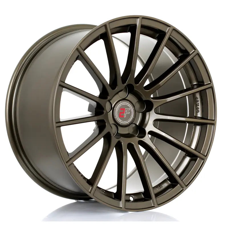 2Forge ZF1 semi-forged wheels in glossy bronze finish, showcasing their sleek, modern design and metallic shine.