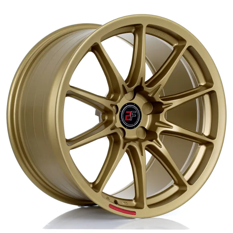 2Forge ZF8 semi-forged wheels with a GD finish, showcasing sleek, modern design and multi-spoke pattern on a vehicle.