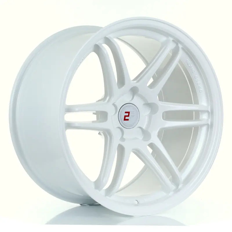 2Forge ZF5 semi-forged wheels with a sleek finish, showcasing the detailed design and polished surface on a black background.