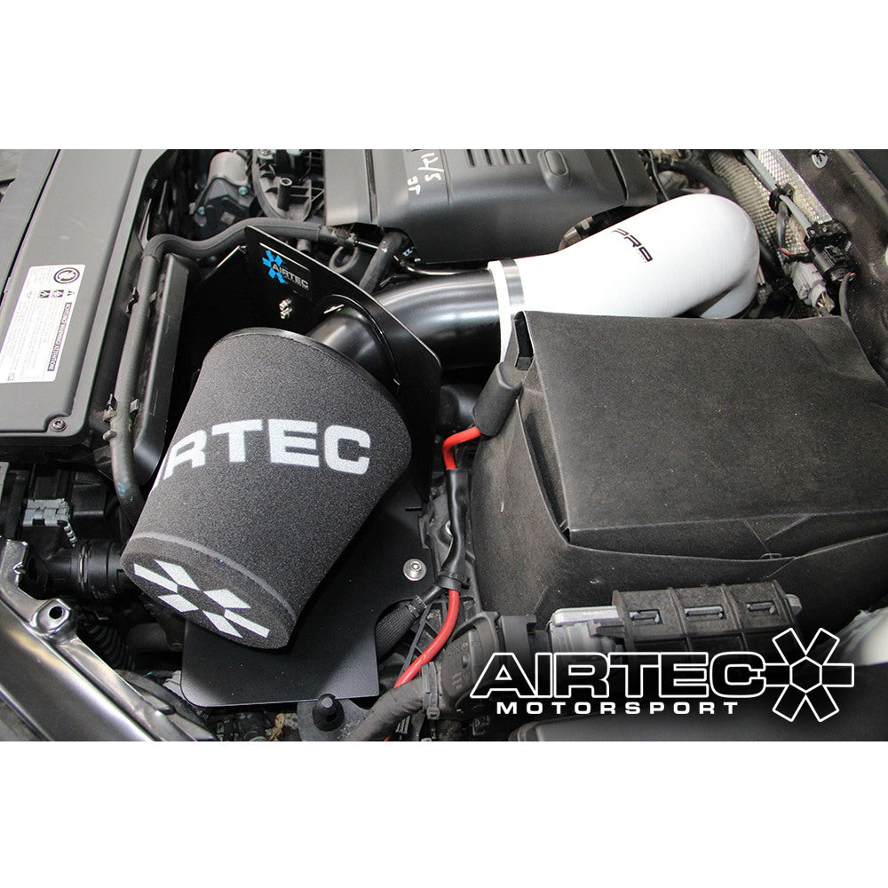 Airtec Motorsport induction hoses for 1.8T and 2.0T EA888 engines on MQB platform, suitable for Golf R, S3, and Cupra R.