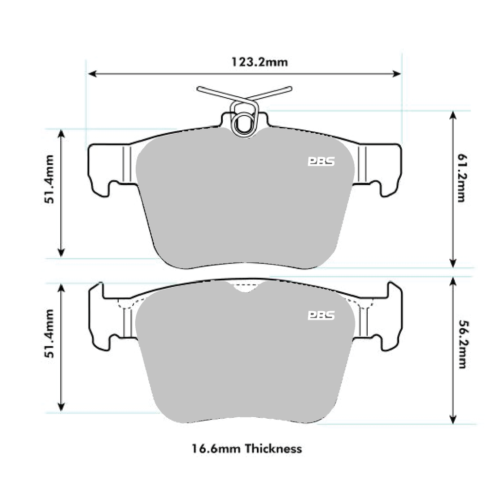 PBS A3 (8V1) S3 Quattro rear brake pads with PBS Performance Brake Solutions branding, showing the brake pad components.