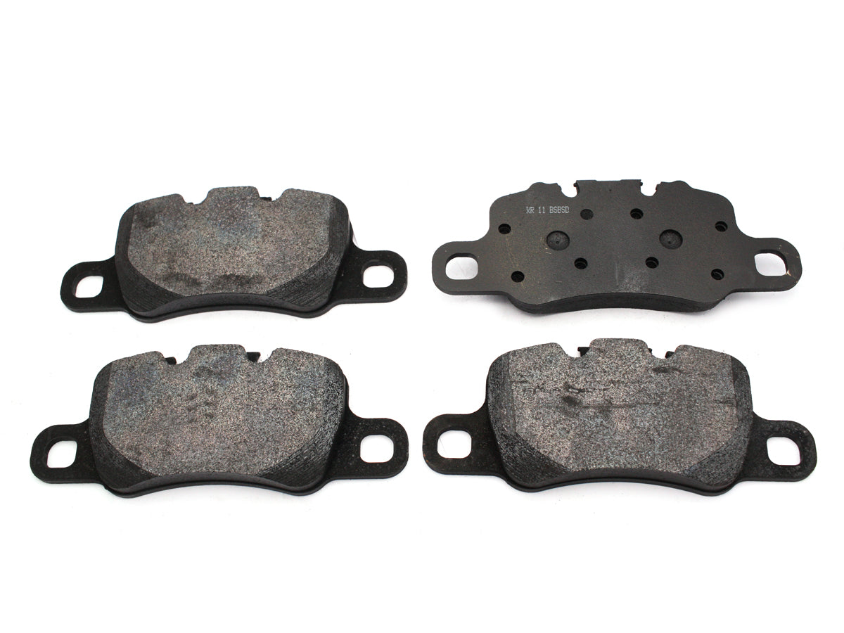 PFC brake pads for Porsche 991, 992, and 981 GT4 rear brake system, featuring high-performance friction material and metal backing.