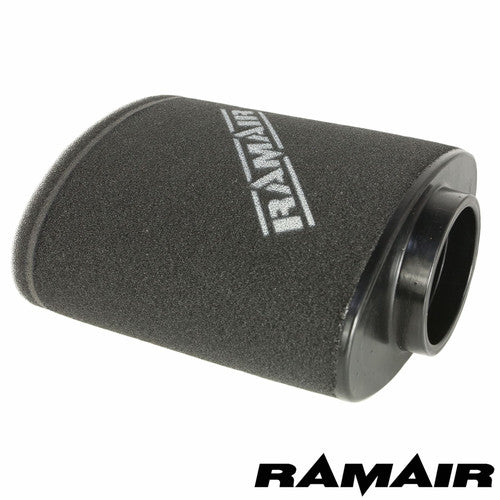 Ramair Abarth Fiat 500 1.4T and esseesse 595 air filter induction intake kit installed in engine bay.