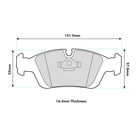 BMW Z3 (E36) front brake pads by PBS, performance brake pads with metal backing and friction material for enhanced stopping power.