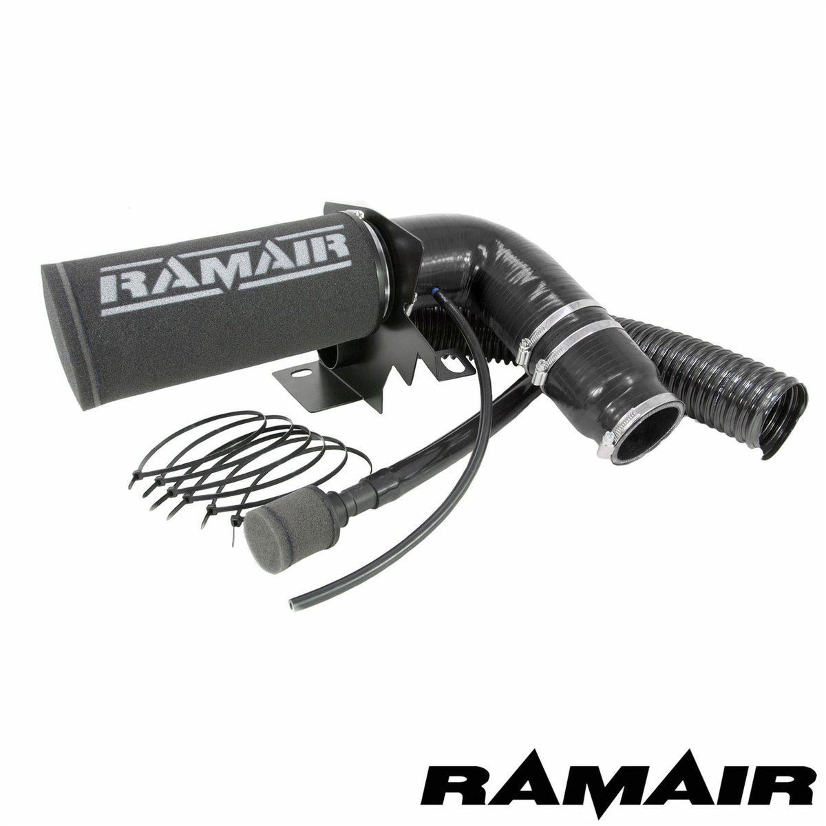 Ramair air filter induction intake kit installed in a Citroen DS3 or Peugeot 208/308 1.2 THP engine, featuring high-performance filter elements.