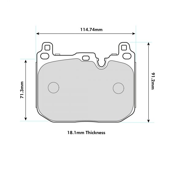 BMW i8 front performance brake pads by PBS, showing the metal brake pad with detailed friction surface and mounting holes.