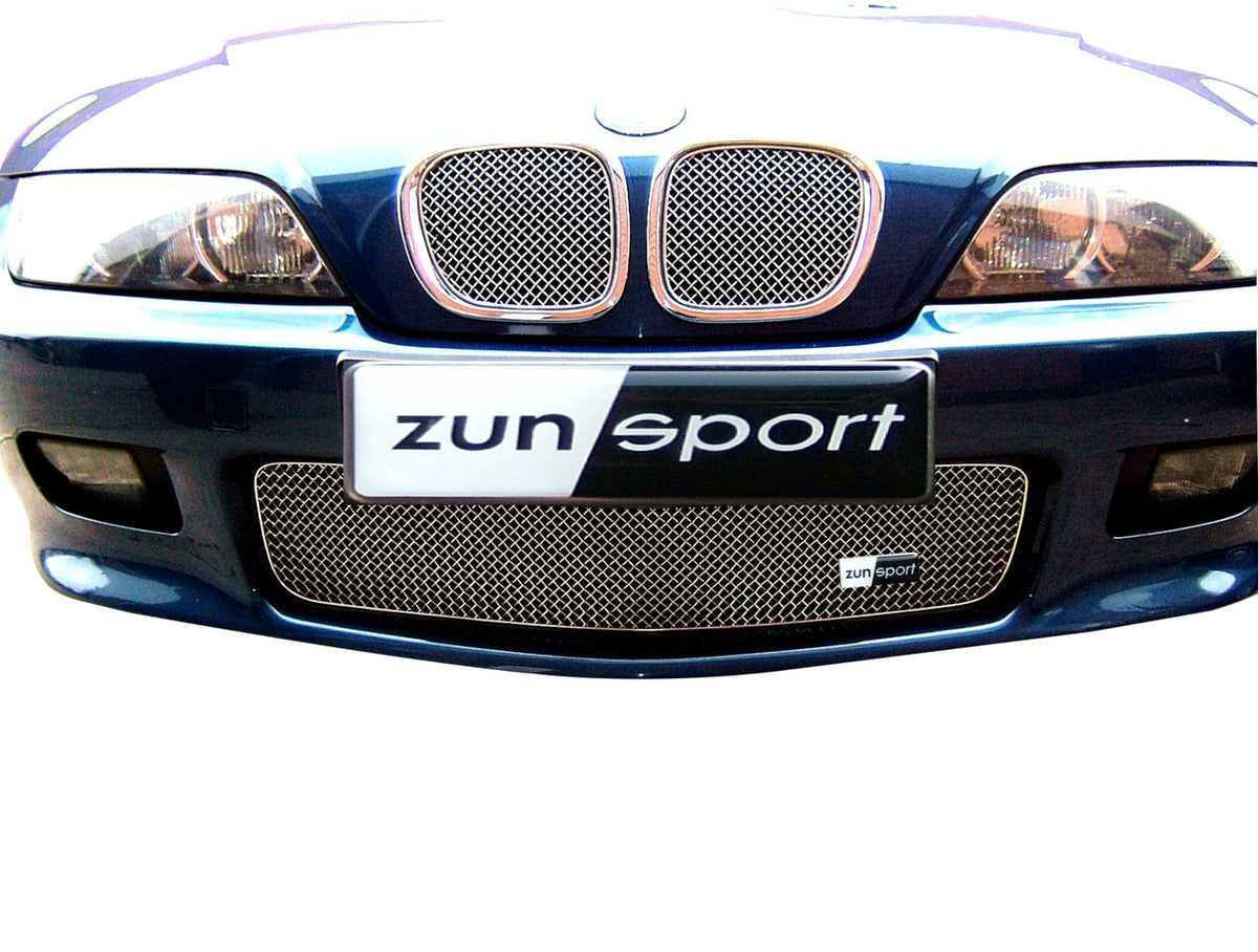 ZunSport chrome front grille set for BMW Z3 2.2 and 2.9 models, featuring a sleek, polished design with multiple grille sections.