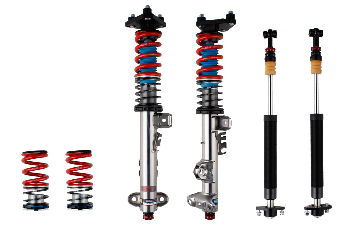Bilstein Evo R coilover suspension kit for BMW 3 Series E36, with adjustable shocks and springs for improved handling.