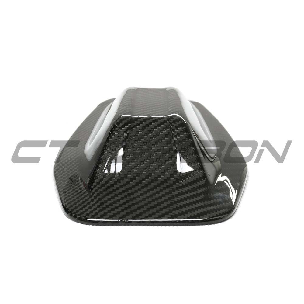 BMW G26 4 Series 2021+ dry carbon fiber antenna cover from CT Carbon, showcasing sleek, textured carbon fiber surface.