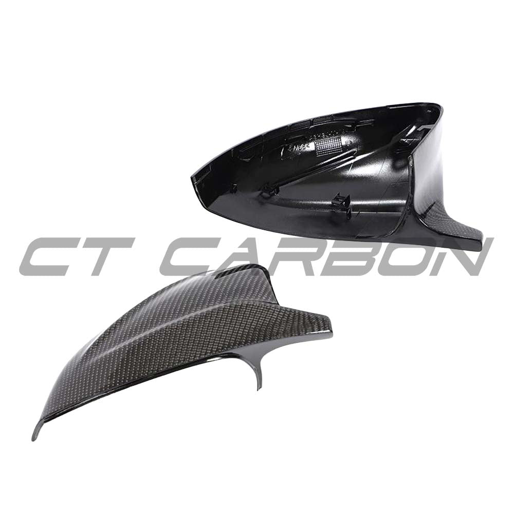 CT Carbon carbon fibre mirror covers for Audi A3 S3 RS3 8V, without lane assist, designed as sleek automotive accessories.