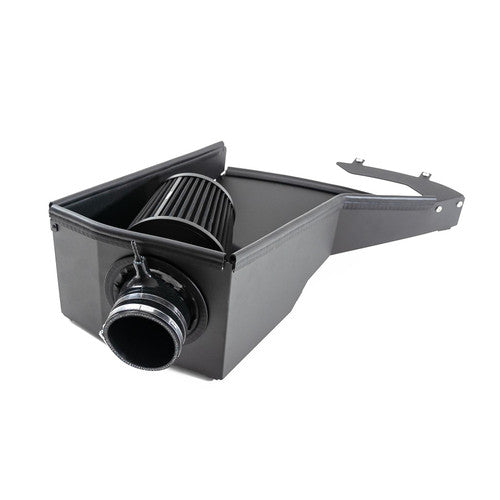 Ramair ProRam cone air filter induction kit installed in Audi TT 8J 2.0 engine, showcasing the black cone filter and intake piping.