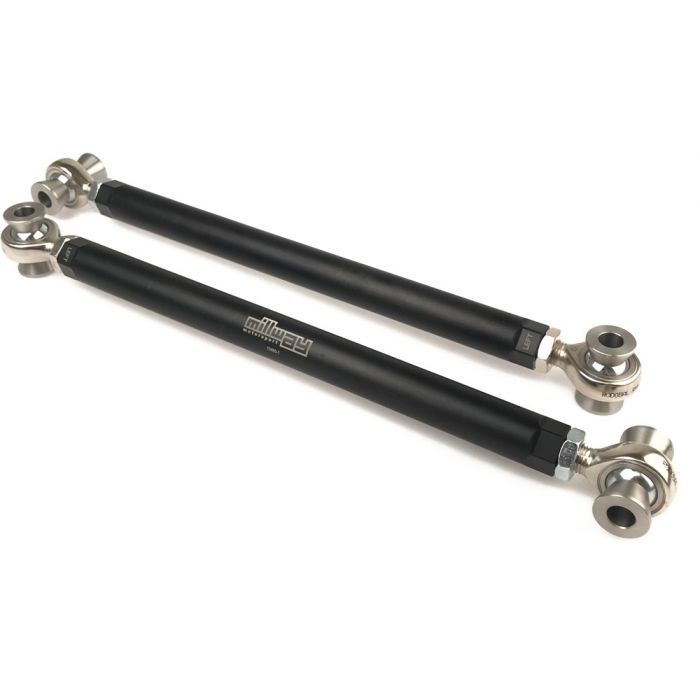 Millway Motorsport adjustable rear toe links for F8X M2, M3, M4, suspension trailing arms, white finish, high-performance linkage system.